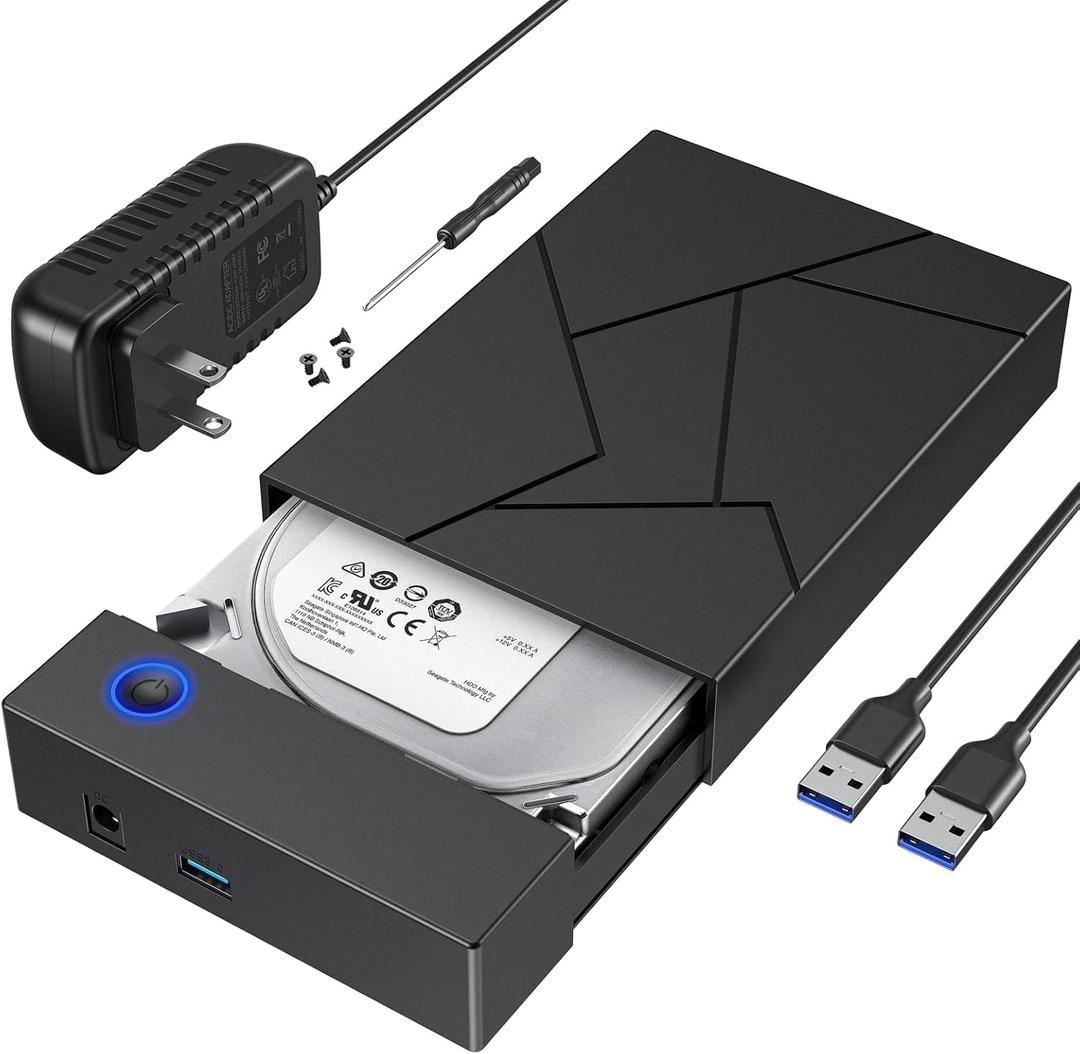 Hard Drive Enclosure 3.5, FEMORO USB 3.0 Internal SATA HDD Case with 12V 2A DC Power Adapter for Internal 3.5 inch HDD Reader, up to 20TB, Support UASP
