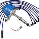 A-Team Performance 8mm Silicone Wire & Silicone Cap Kit for HEI Distributor - Blue - Compatible with Ford FE 332-428 - Distributor Cap Rotor Kit & Ignition Wires