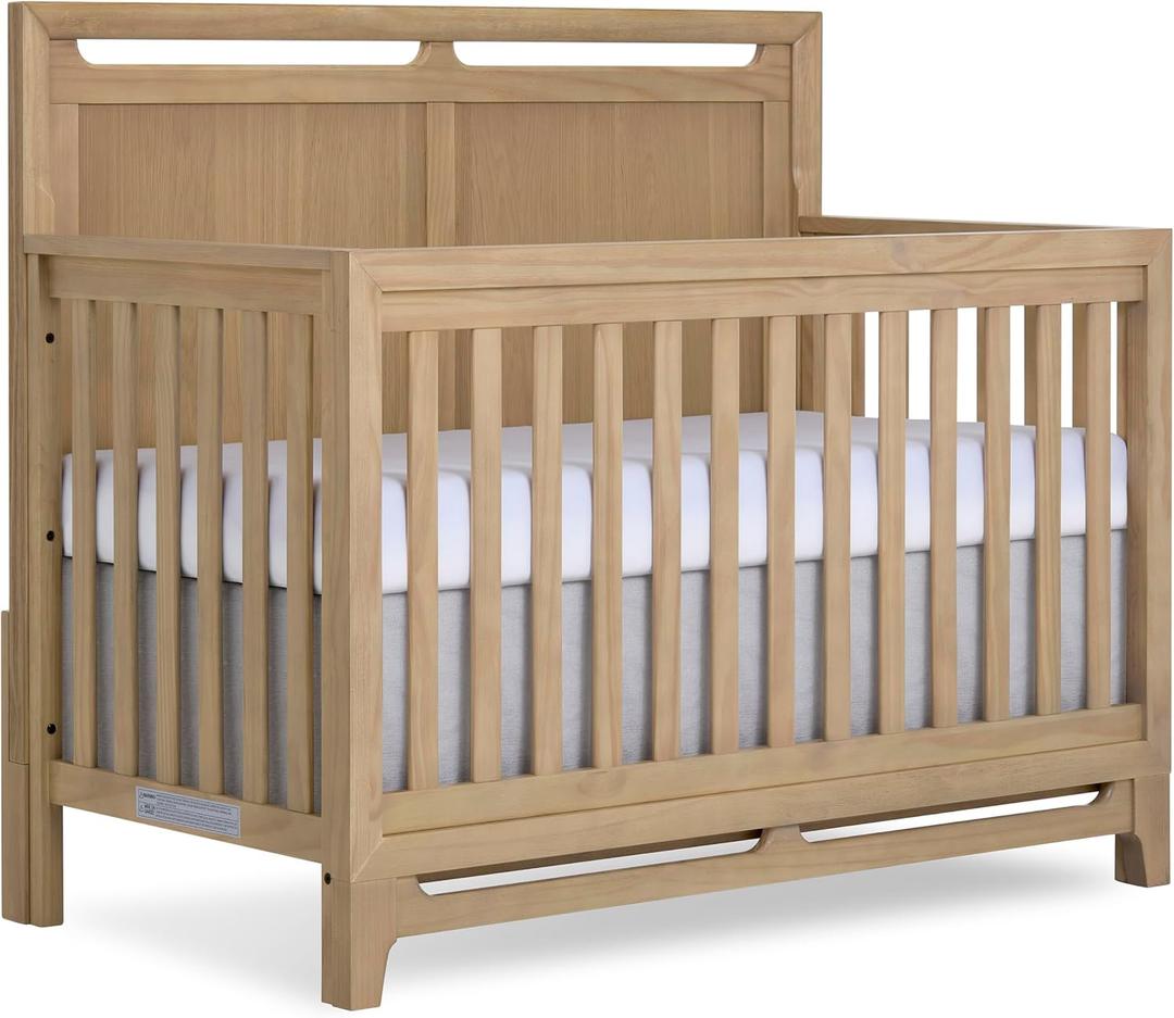 Evolur Bradford 5-in-1 Convertible Full Size Baby Crib, Pinewood Nursery Converts to Daybed, Toddler Bed and Full-Size Bed, 3 Mattress Heights, GREENGUARD Gold & BSA Certified - Alpine Oak, 30.8"L x 55.4"W x 48"H