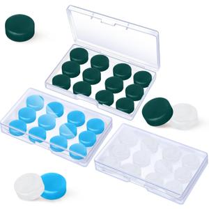 Frienda 36 Pairs Ear Plugs for Sleeping Reusable Moldable Silicone Gel Wax Earplugs Waterproof Earplugs Noise Cancelling Ear Plugs for Adults Swimming Snoring Studying (White, Blue, Green)