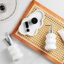 3-Piece White Ceramic Bathroom Accessories Set with Tray, Lotion Dispenser, and Tumbler for a Luxurious Bath Experience