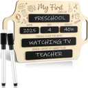 First Day of School Board Signs Wooden Chalkboard Photo Prop Reusable Double-Side Back to School Supplies Signs with Handles for Nursery Kindergarten New Preschool Years
