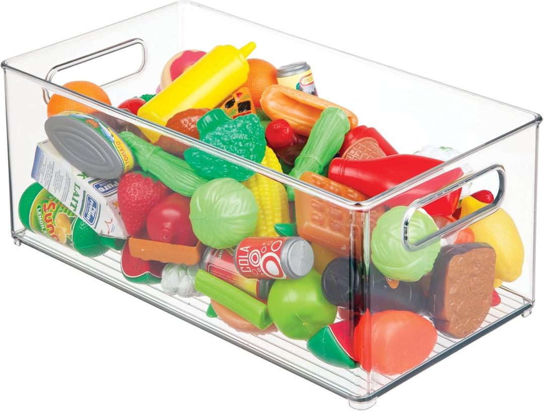 iDesign Kitchen Binz BPA-Free Plastic Deep Stackable Organizer with Handles - 8" x 6" x 14.5", Clear
