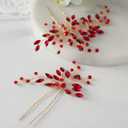 SWEETV Crystal Rhinestone Hair Comb Hair Jewelry for Brides and Women (Pack of 2) (Red)