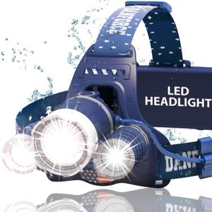 DanForce Headlamp. USB Rechargeable LED Head Lamp. Ultra Bright LUMINUS 1080 Lumen Head Flashlight + Red Light. HeadLamps for Adults, Camping, Outdoors & Hard Hat Work. Zoomable IPX54 Headlight (Neptune)