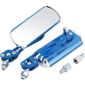 Pair Blue Rectangular Motorcycle Side Rearview Blind Spot Mirror