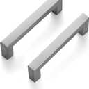 Ravinte 3 Pack 3-3/4 Inch Square Cabinet Handles Satin Nickel Pulls Brushed Nickel Drawer Pulls Kitchen Cupboard Hardware for Cabinets Cupboard Drawer Handles