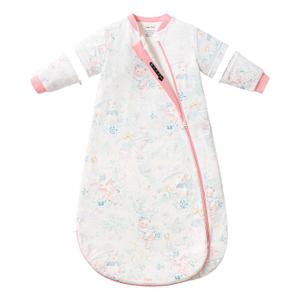 Baby Sleep Sack 1218 Months, Cotton Sleep Sack with Detachable Long Sleeves, 1.0 TOG Wearable Blanket for Cooler Nights, 2-Way Zipper Toddler Sleeping Sack with Temperature Strip, Garden