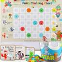 Potty Training Chart with 35 Stickers, 3 Reminder Stickers and Crown for Toddlers Boys and Girls - Potty Training Rewards for Kids - Zoo Animal