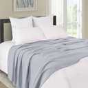 BOUTIQUO 100% Cotton Bed Blanket, Breathable Thermal Twin Size, Soft Honeycomb Waffle Blanket 60"x90", Perfect for Layering Any Bed for All Season, Light Grey