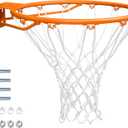 GoSports Regulation 18" Steel Basketball Rim - Choose from Fixed or Breakaway - Use for Replacement or Garage Mount, Fixed