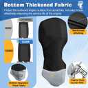 Outboard Motor Cover, 1200D Full Boat Motor Cover with Soft Cotton Lining Fit 90-150 HP Motor, Waterproof & Heavy Duty, Windproof Boat Engine Cover with Elastic Drawstring, Zipper, Black Grey