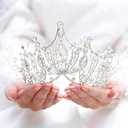 Unicra Silver Princess Crown Quinceanera Tiara Bridal Wedding Rhinestone Crowns for Women