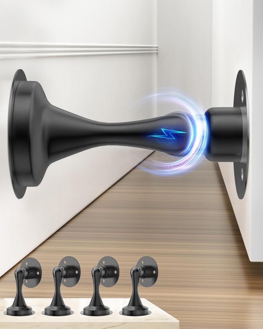 Door Stoppers Magnetic Door Catch - 4 Pack Stainless Steel Heavy Duty Door Stops for Bottom of Door, Wall & Floor Mounting No-Drill Strong Adhesive & Screws, Strong Door Holder to Keep Door Open Door Stoppers Magnetic Door Catch - 4 Pack Stainless Steel Heavy Duty Door Stops for Bottom of Door, Wall & Floor Mounting No-Drill Strong Adhesive & Screws, Strong Door Holder to Keep Door Open