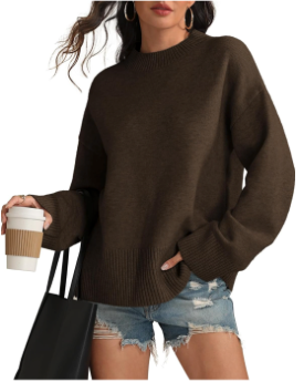 ATHMILE Sweaters for Women 2025 Fall Fashion Outfits Long Sleeve Loose Casual Crewneck Ribbed Knit Pullover Winter Clothes. Size M