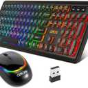 Wireless Keyboard and Mouse CHONCHOW Rechargeable LED Combo RGB Backlit Keypad Silent USB 2.4g Mini Mice Big Battery for Work Gaming Compatible with Windows Mac Linux with User Manual W300