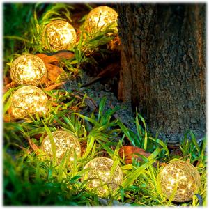 Honoson 3.9 Inch Solar Globe Lights Outdoor - Waterproof Cracked Glass Balls for Lawn Patio Yard Backyard Decorations, Warm White Solar LED Lights with Easy Installation,Durable Design (12 Pcs)