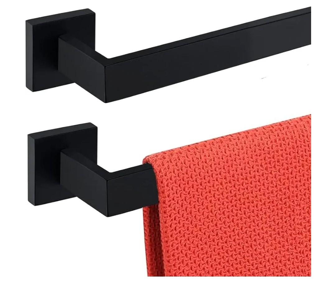 32 Inch Towel Bar 2 Pack for Bathrooms 12/16/20/24/28/32/36 Inch Stainless Steel 304 Matte Black Towel Holder Modern Square Towel Rod Rustproof Wall Mount