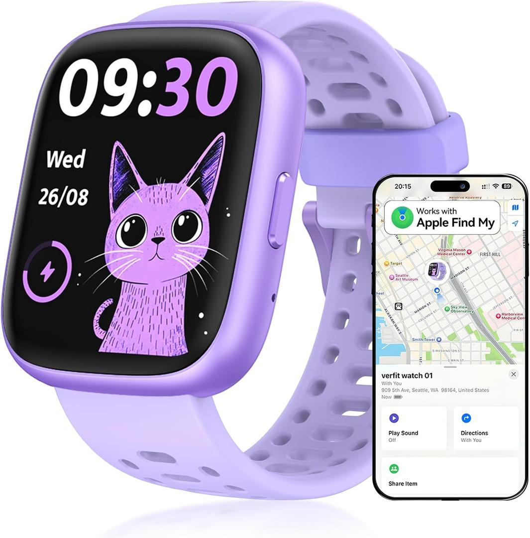 Fitness Tracker Watch, No APP/Phone Required Pedometer Watches Compatible with Apple Find My, Heart Rate, Sleep Monitor Calories Step Counter Stopwatch Waterproof Gifts, Purple
