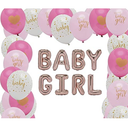 30 Pack Hanging Set, Scratch Paper Art Kit for Kids, Decorations, 
Girl Rose Gold Balloons, Baby Shower Party Decorations (16 in, 44 Pieces) - Baby Shower Decoration