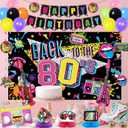Holkcog 80s Party Decorations, 80s Theme Birthday Party Decorations Supplies, 1980s Party Supply With Back To The 80's Banner Backdrop , Radio and Rock Guitar Ballons, 90s Theme Birthday Decor women