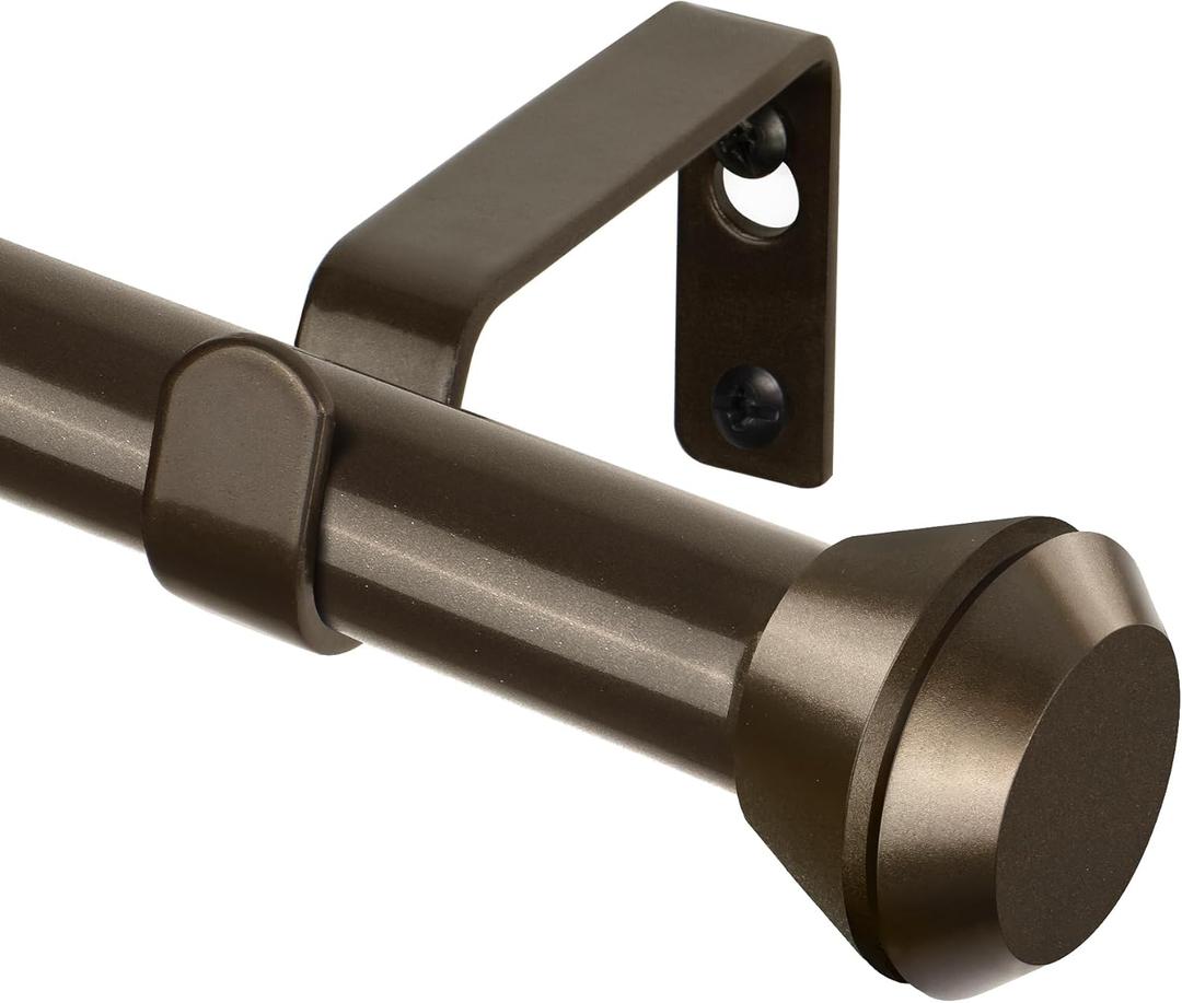 Heavy Duty Curtain Rod 66 to 120 Inch, HOTOZON Curtain Rods for Windows, Decorative Single Drapery Rod with Diamond Finials, Antique Bronze