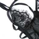 Women's Sexy Lace Lingerie Dress Cupless Strappy Chemise Babydoll Nightwear (Black, L)