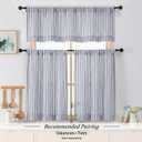 Chyhomenyc Stripe Curtains 30 Inch Length - Light Filtering Faux Linen Small Half Window Curtains Over Sink, Modern Farmhouse Curtain Tiers for Bathroom Basement, 30Wx30L, 2 Pieces, Dark Blue