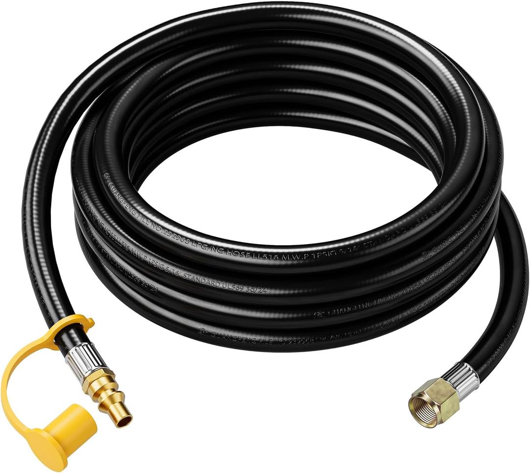 18FT Propane Quick Connect Hose for RV to Grill, BBQ Quick Release LP Gas Line for Portable Fire Pit, Camp Chef Explorer, Outland Living Fire Bowl, Camping Grill and More