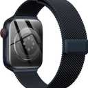 EPULY Compatible with Apple Watch Band 44mm 45mm 46mm Series 10 11 49mm, Stainless Steel Mesh Loop Magnetic Clasp Bands for iWatch Series 9 8 7 6 5 4 Ultra SE3 2 Women Men - 49/46/45/44mm Midnight