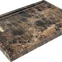 Natural Marble Tray for Bathroom Countertop, Dark Brown Marble Stone Tray for Kitchen Counter (Coffee Net, 12" x 8")