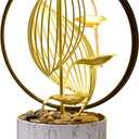 Qingyinge 15'' H Large Golden Tabletop Water Fountain with Led Light for Indoor Meditation Yoga Spa Room Decor (Geometry)