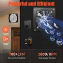 8 Inch Exhaust Fan with Speed Controller, 700CFM Wall Mount Exhaust Fan for Kitchen, Metal Ventilation Extractor Fan with Damper for Bathroom, Garage, Attic, Shop, Pet Room, Smoking Room, Basement