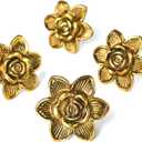 Brass Flower Cabinet Drawer Knobs Vintage Gold Flower Knobs for Dresser Door Cupboard Door Handle Pulls - Set of 4
