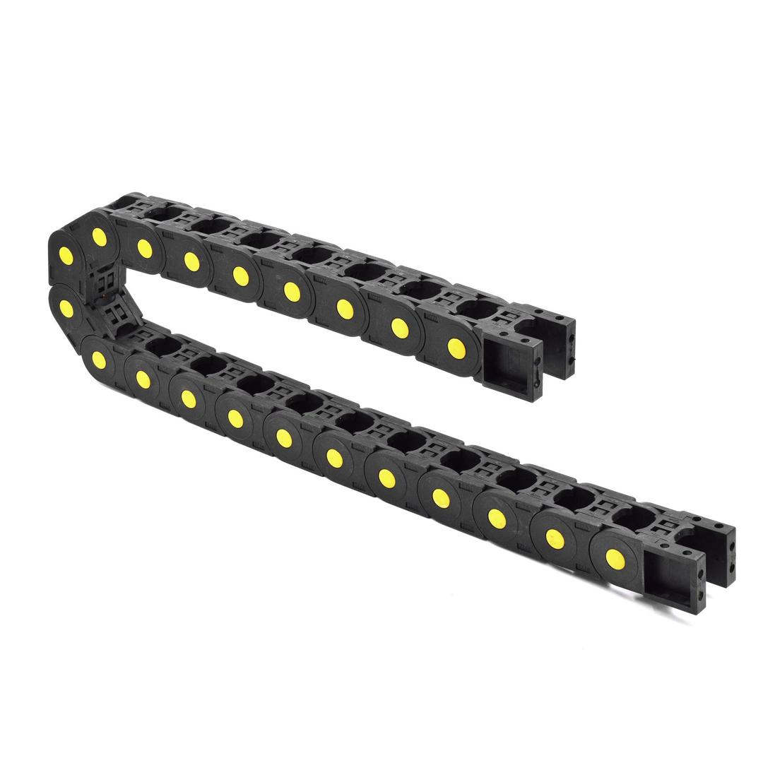 Plastic Drag Chain Cable Carrier Closed Type with End Connectors R150 25 x 77mm L1000mm for Electrical CNC Router Machines