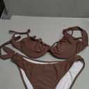 ZAFUL Women High Cut Bikini Sets String Sexy Swimsuit Two Piece Underwire Bathing Suit Brazilian Cheeky Cut Out Cute Swimwear Medium, Brown 