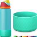 4 x yoelike Grid Silicone Boot for Owala Water Bottle, Anti-Slip Protective Sleeve for FreeSip/Twist/Flip, Bottom Bumper Cover for Watter Bottle Accessories (40 Ounces, Mint Green)