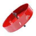 6.5 Inch / 165mm Hole Saw Red with Arbor and Pilot Drill Bit, Bi-Metal Hole Cutter for Fiberboard, Wood, Drywall, Plastic, Soft Metal Sheet, PVC Board and Cornhole Boards Drilling