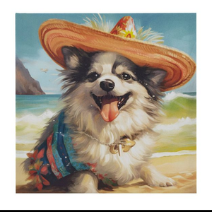 Madison Park 16"x16" Beach Playful Lively Dogs Print Canvas Wall Decor Art Blue