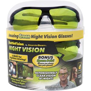 Battlevision Polarized Night Glasses, As Seen on TV Sport Glasses with Green Lenses Reduce Glare To Improve Night Vision, 2 Pack, Holiday Gift