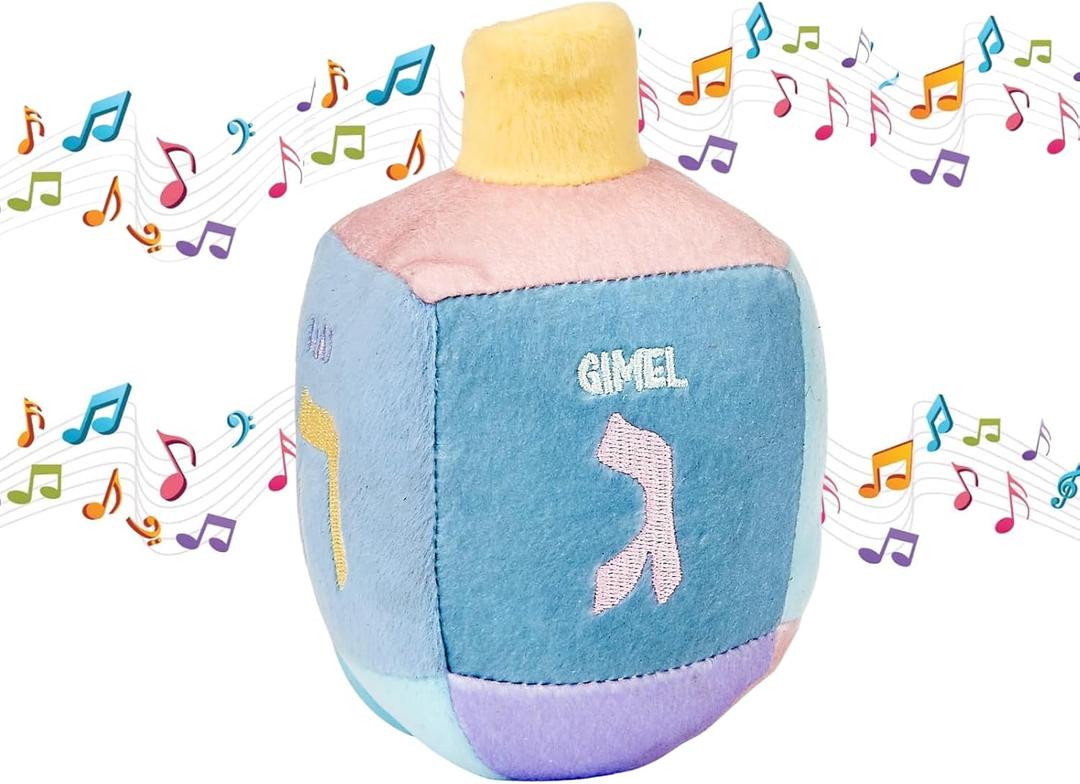 Rite Lite Plush Musical Dreidel - Squeeze to Play Hanukkah Melody! Hanukkah Gifts Toddler Kid Prizes, Jewish Holiday Part Favors Plush Soft & Squishy Toy for Endless Hours of Fun (Pastel)