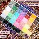 2 x XTSJGZ 42 Colors Jelly Rhinestones for Bedazzling, 32000Pcs 3mm Multicolor Flatback Rhinestones Bedazzling Kit with 3Pcs 10ml B7000 Glue, Tweezer and Pickup Pen for DIY Crafts Nails Makeup