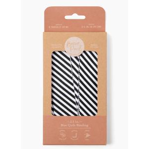 2.5 inch Bias Quilt Binding, Black White Stripe, 100% Cotton, 8 Yards