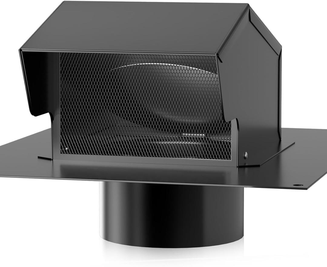 Roof Vent Cap - Hon&Guan Roof Vents 8 InchGalvanized Steel 8'' Exhaust Vent Wall Vent Cover Exterior with Damper for Ventilation System,Black