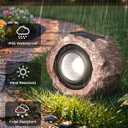 4 Pack Solar Rock Lights Outdoor, Angle Adjustable Solar Lights Outdoor Waterproof, LED Solar Garden Lights, Auto On/Off Landscape Lighting for Yard Pathway Patio Flower Bed - White Glow (Stone Brown)
