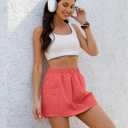 luvamia Skorts for Woman High Waisted Pull On Elastic Waist Cargo Pockets Quick Dry Hiking Tennis Sports Skirt Shorts (Red, XXL)