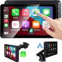 Wireless CarPlay Screen Android Auto for Car, 7" Touch Screen Naivgation Portable Car Stereo CarPlay Bluetooth Mirror Link, Siri, AirPlay, AUX, Voice Assistant for All Vehicles Upgrade