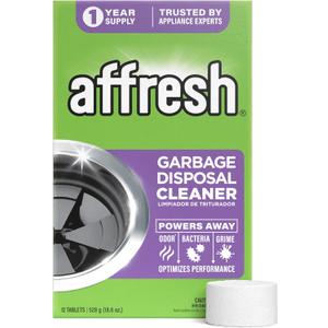 Affresh Garbage Disposal Cleaner, Helps Power Away Odor Causing Bacteria, Debris & Grime in Grind Chamber, Impeller & Drain Pipe, 12 Tablets, 1 Year Supply