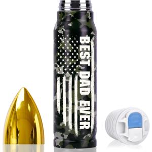 Fathers Day Gift for Dad Stepdad Grandpa from Wife Daughter, Personalized Fathers Day Dad Gifts 17oz Stainless Steel Tumbler on Birthday Valentines Anniversary Christmas Stocking Stuffers for Men (Camo Best Dad Ever)