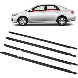 TOP-MAX WeatherStrip Window Molding Trim Seal Belt Replacement for Toyota Corolla 2009 2010 2011 2012 2013, 4pcs Black Window Weather Stripping Replaces#75710-02210, 7571002260, 7571012780